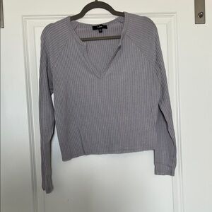 Lulu’s Lavender Ribbed V-Neck Long Sleeve Top